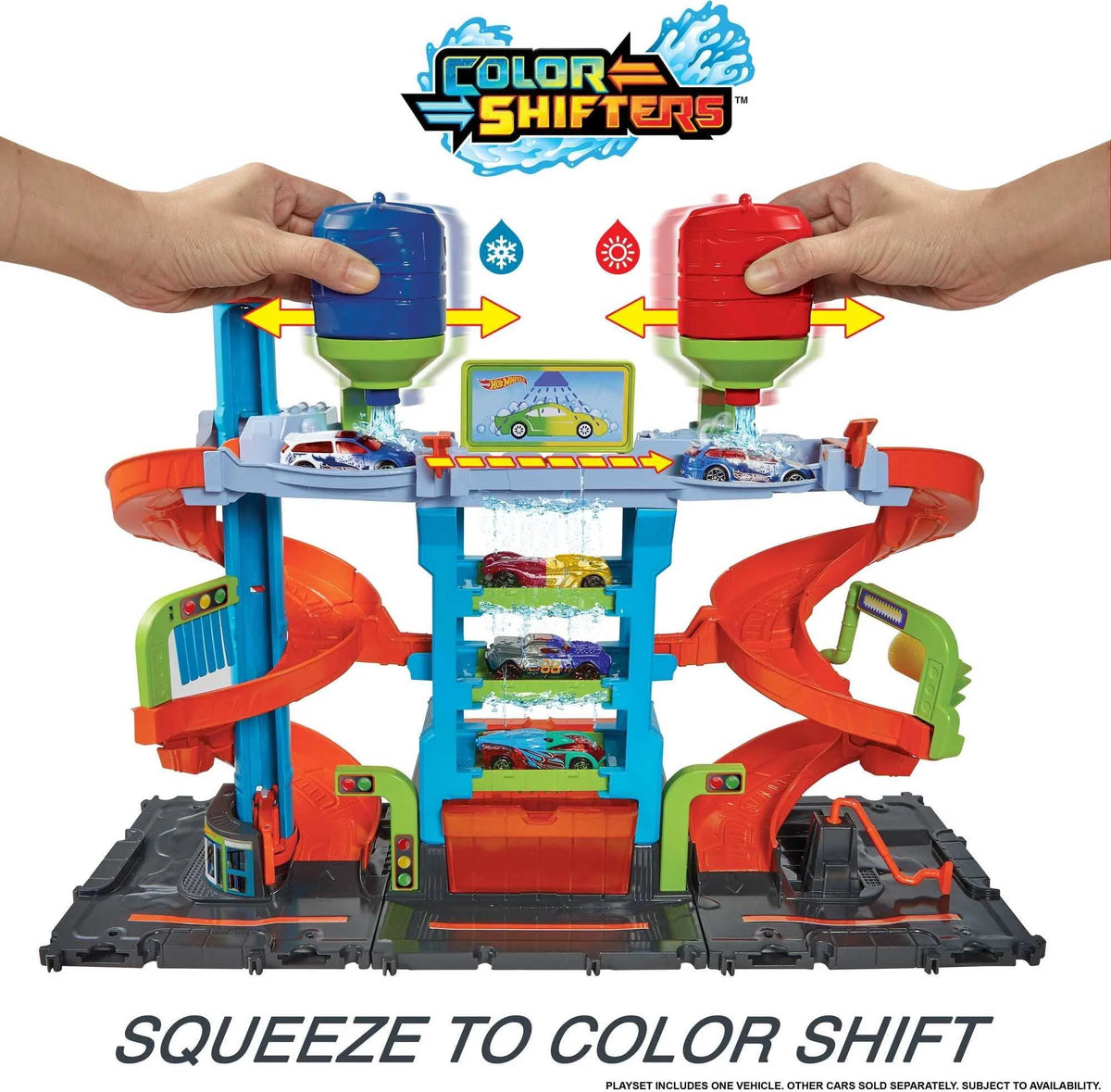 City Mega Car Wash Playset with 1 Toy Car in 1:64 Scale F761