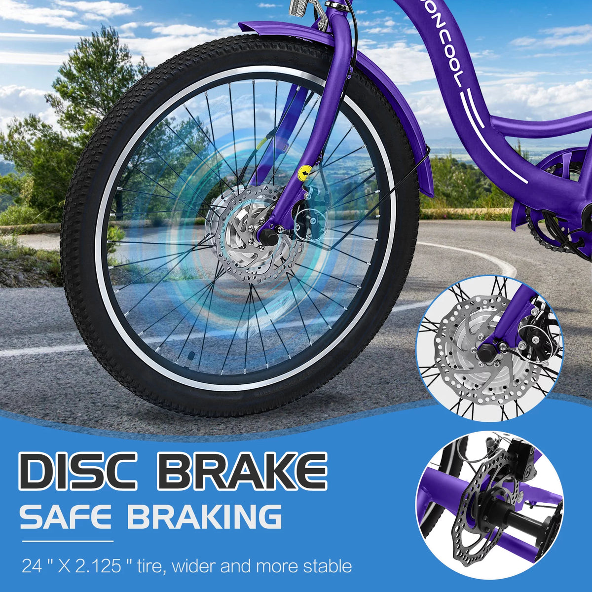 24'' 3 Wheel Electric Tricycle 500W 7-Speed K50324