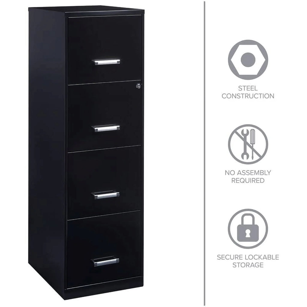 18" 4 Drawer Metal Letter File Cabinet in Black X1543