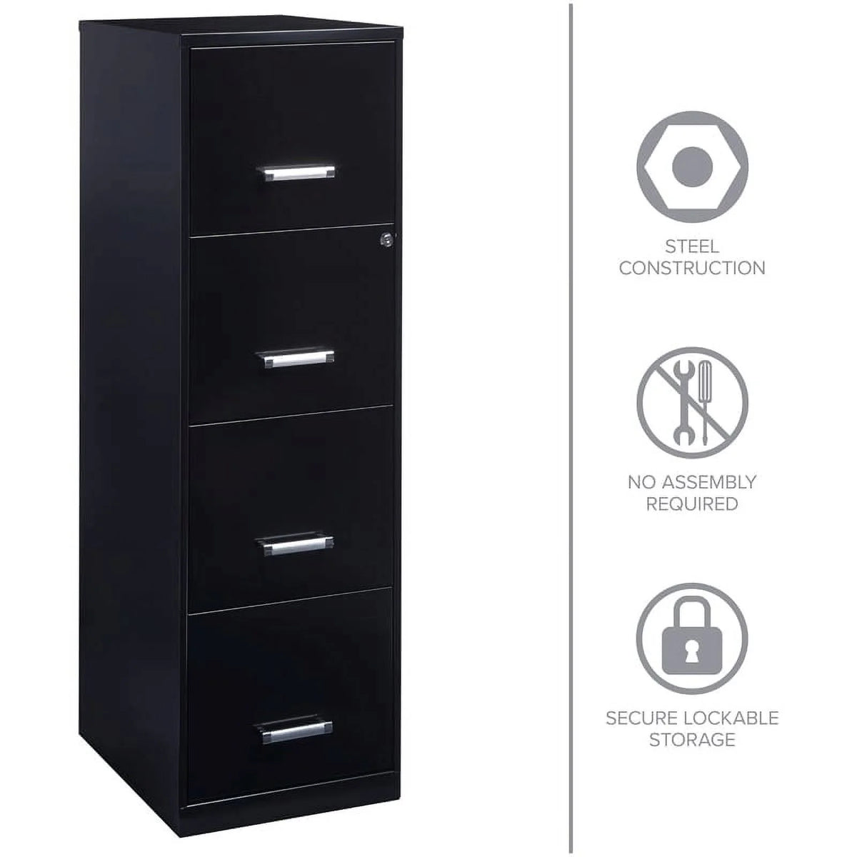 18" 4 Drawer Metal Letter File Cabinet in Black X1543