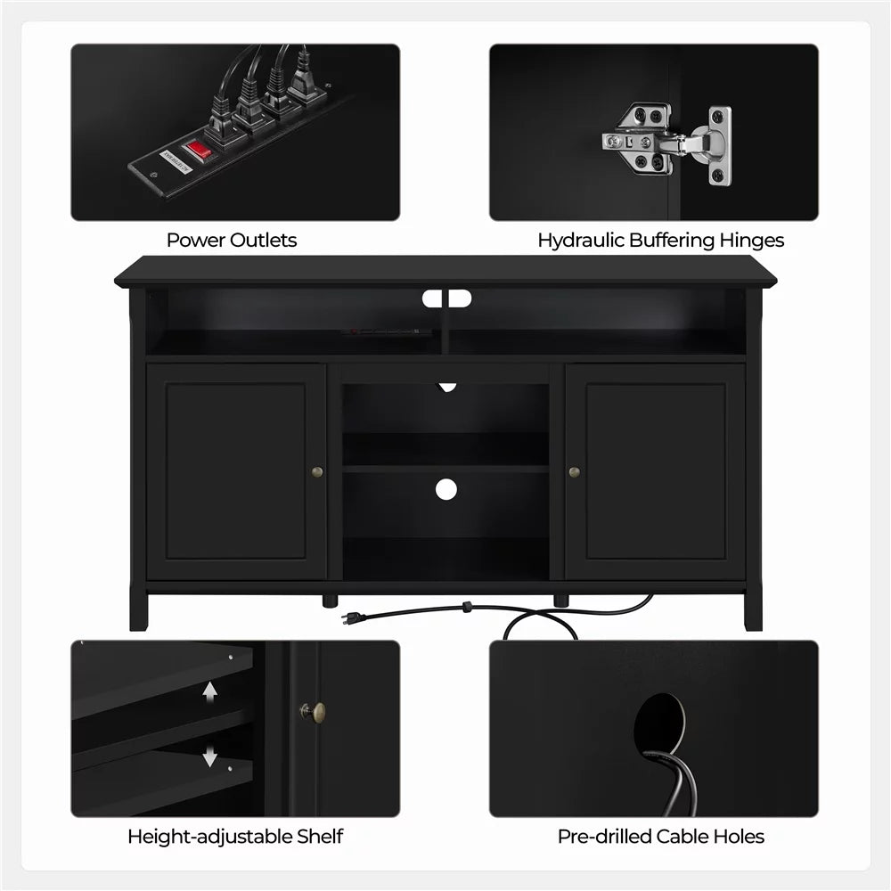 Black TV Stand with Power Outlet L738793