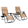 Beige Mesh Zero Gravity Lounge Chair Recliners Set of 2 with Side Table Y376272