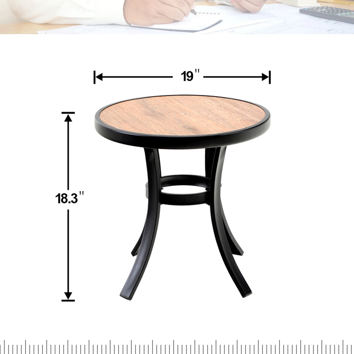 Black Round Metal Outdoor Side Table N25296