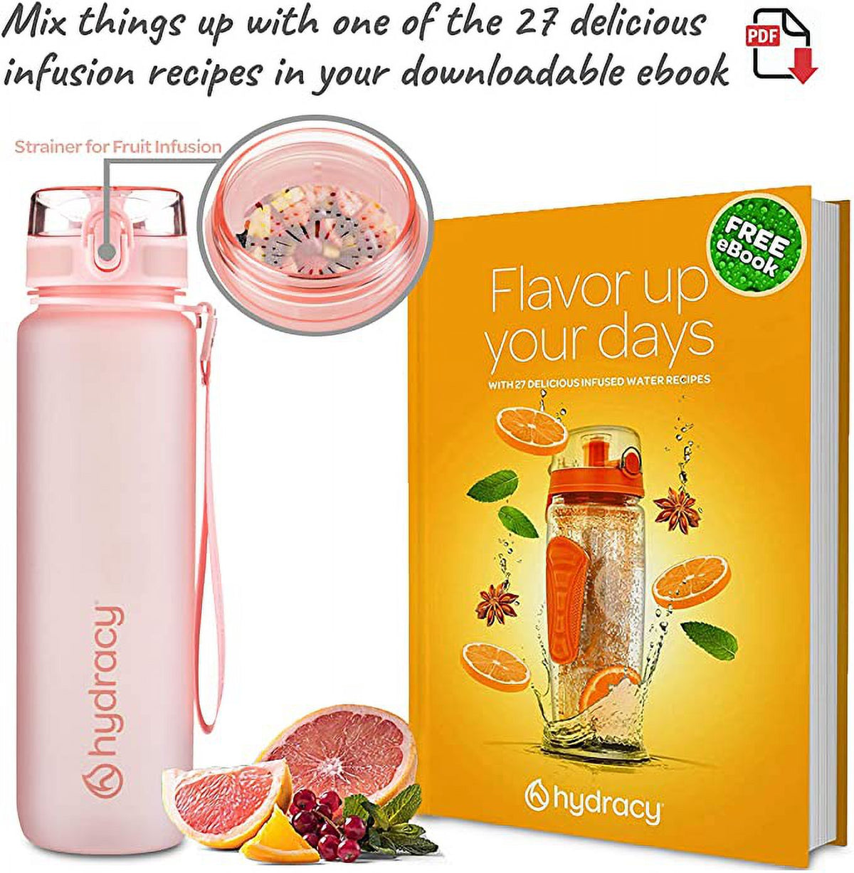 Rose Gold 32 Oz Water Bottle with Fruit Infuser Strainer G25761
