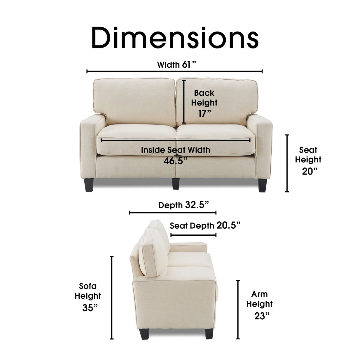 Buttercream Fabric Loveseat W3441