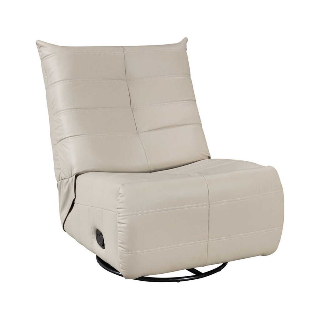 Beige Faux Leather Swivel Glider Recliner I33211