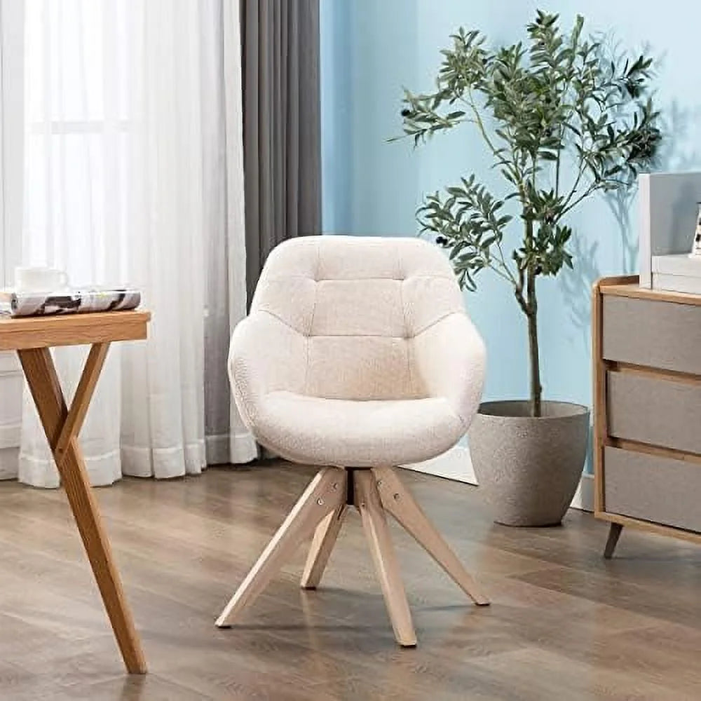 Mid Century Modern Fabric Accent Chair with Oak Wood Legs Z3652
