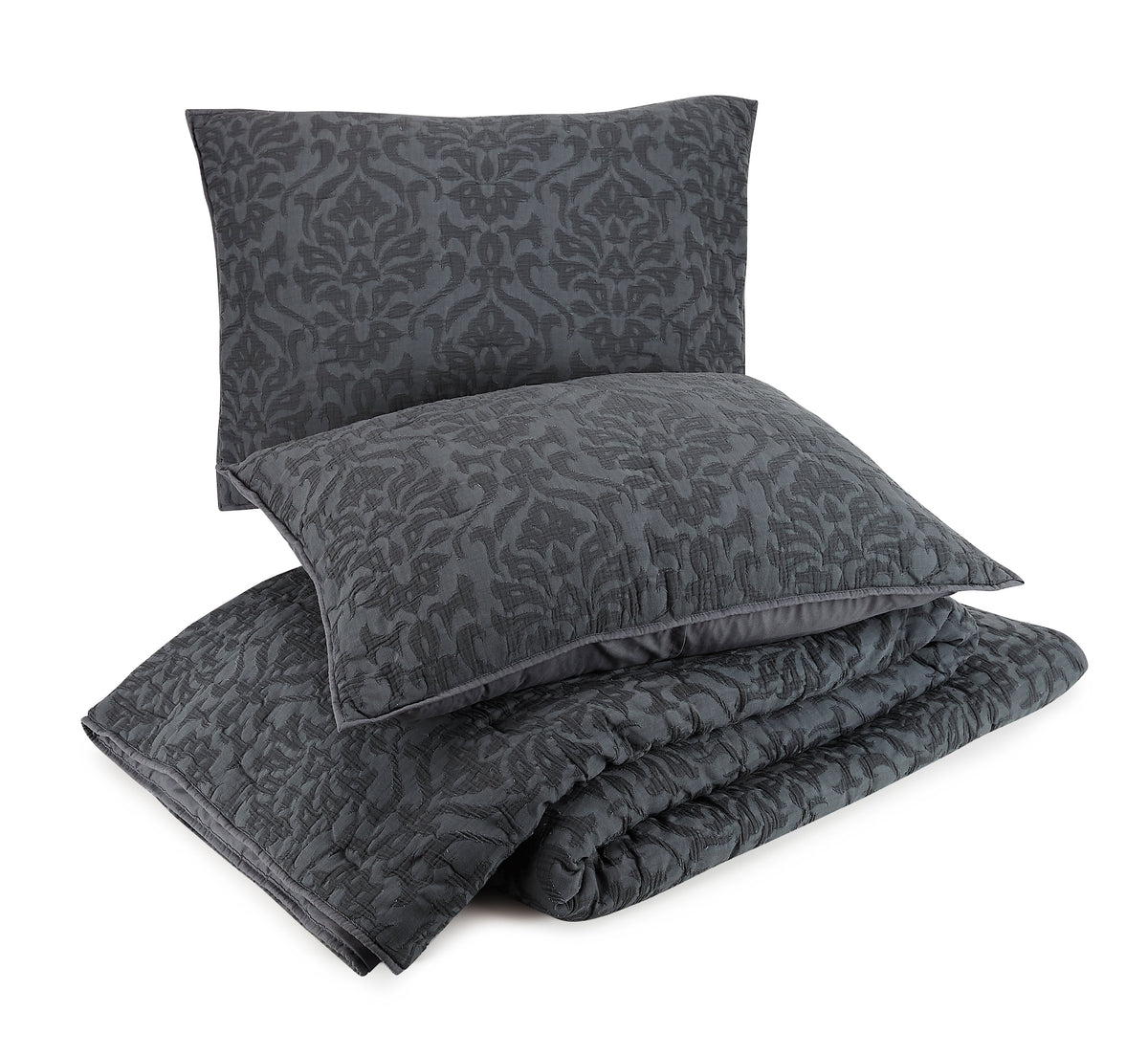 Gray Damask Cotton Quilt King J953