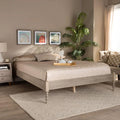 Antique White Oak Wood Queen Size Platform Bed Frame N352845