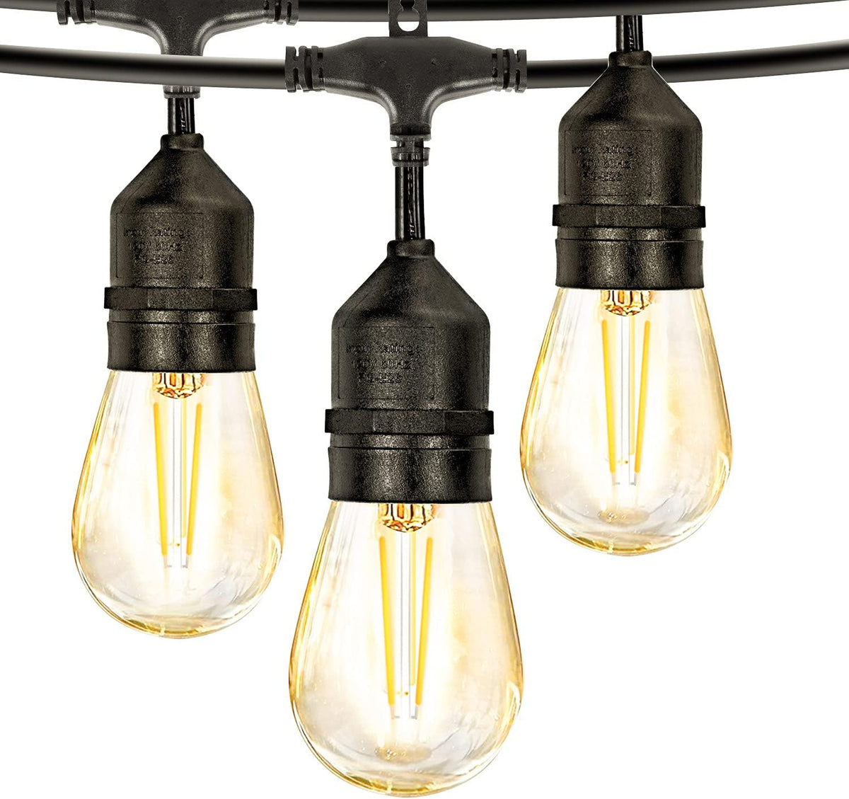 2 Pack 48FT LED Outdoor String Lights with 2W Dimmable Edison Shatterproof Plastic Bulbs Weatherproof Strand J826
