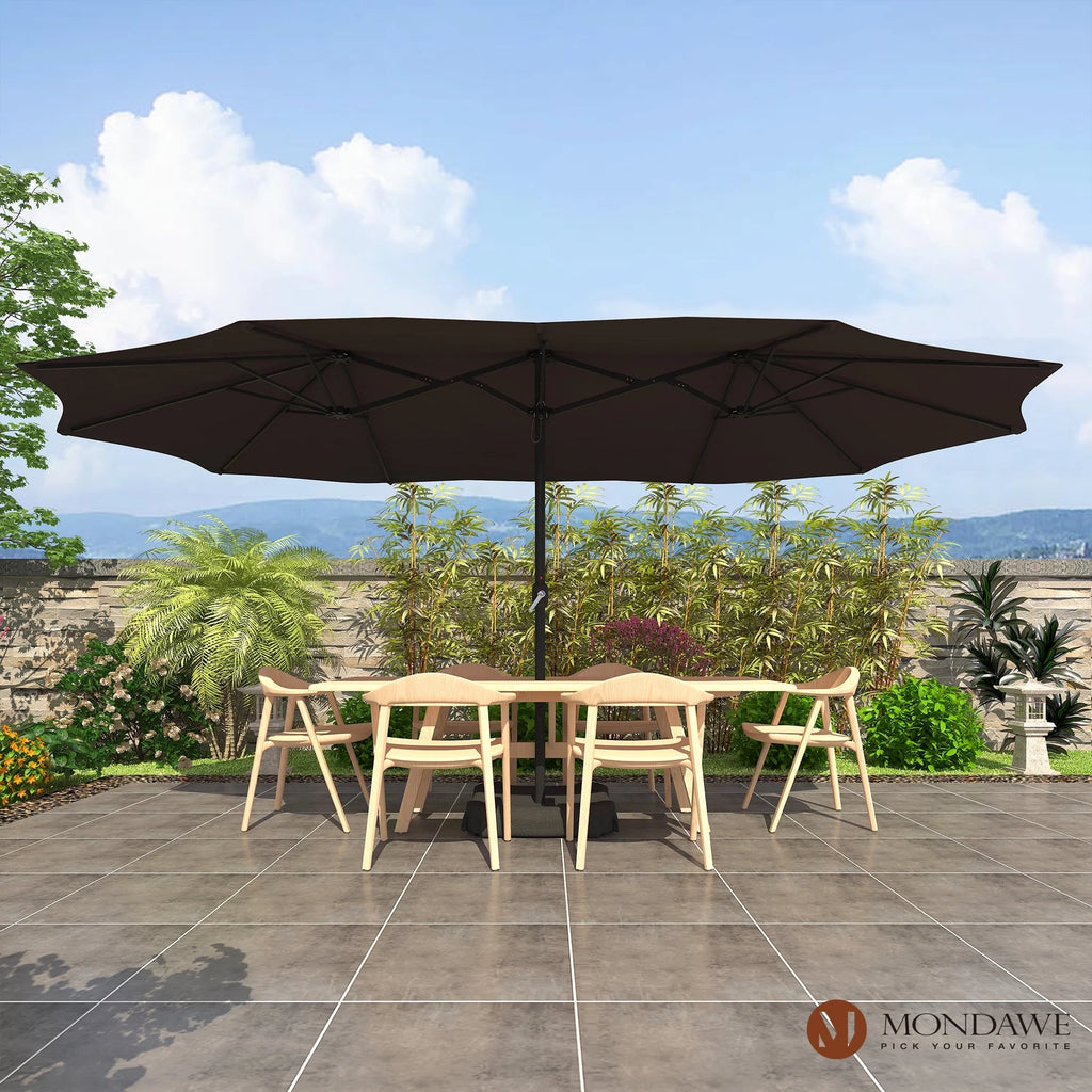 15ft Double-Sided Rectangle Patio Umbrella with Base F683