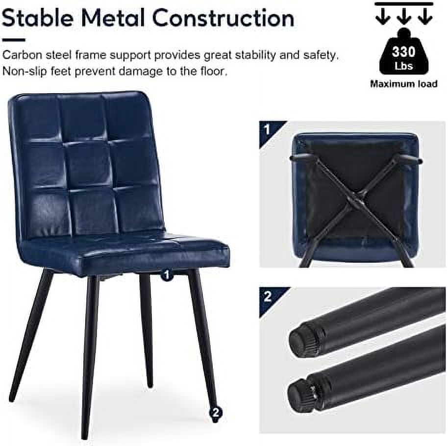 Faux Leather Dining Chairs Set of 4 with Metal Legs U242