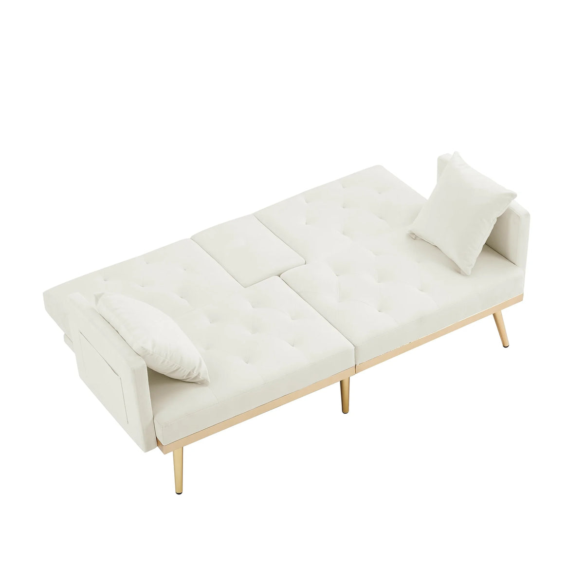 Cream White Velvet Upholstered Sofa Bed O915