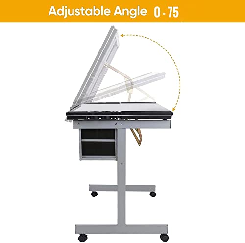 Silver Adjustable Glass Drafting Table T85977