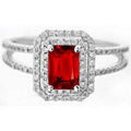 5 CT Emerald Cut Ruby & 14K White Gold Diamond Ring N970638