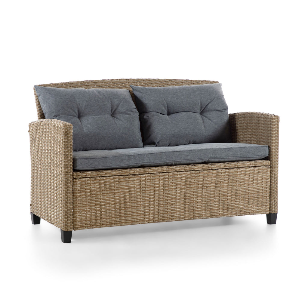 Compact Wicker Pillow Back Outdoor Loveseat C73128