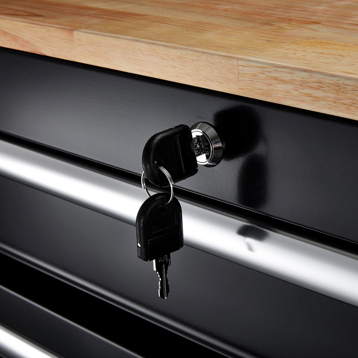 Black 9-Drawer Mobile Storage Cabinet with Solid Wood Top N5716
