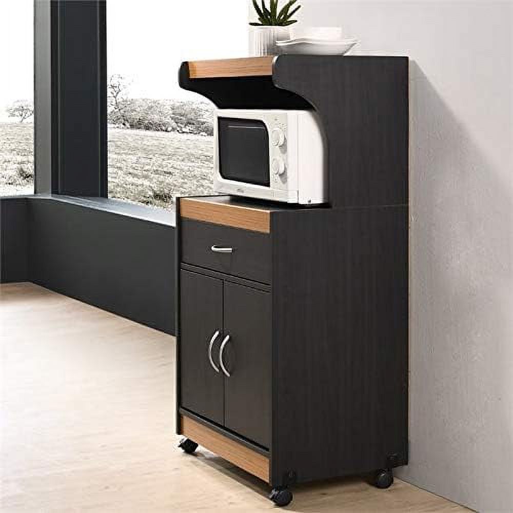 Black Beech Microwave Kitchen Cart U915