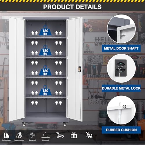 White Metal Rolling Storage Cabinet E6625