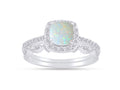 Art Deco Bridal Set Engagement Ring In 10k Solid White Gold A77821