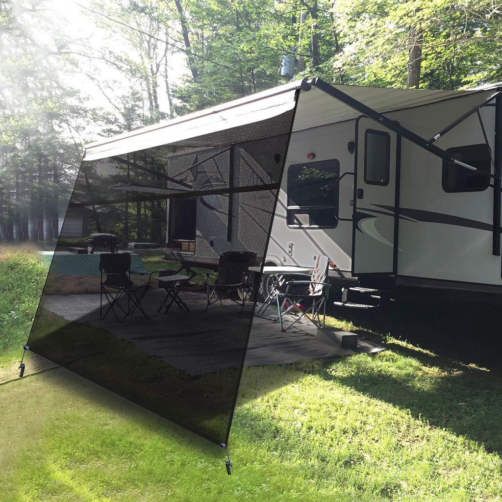 Black Mesh RV Awning Shade Screen with Zipper 19' x 9' A72905