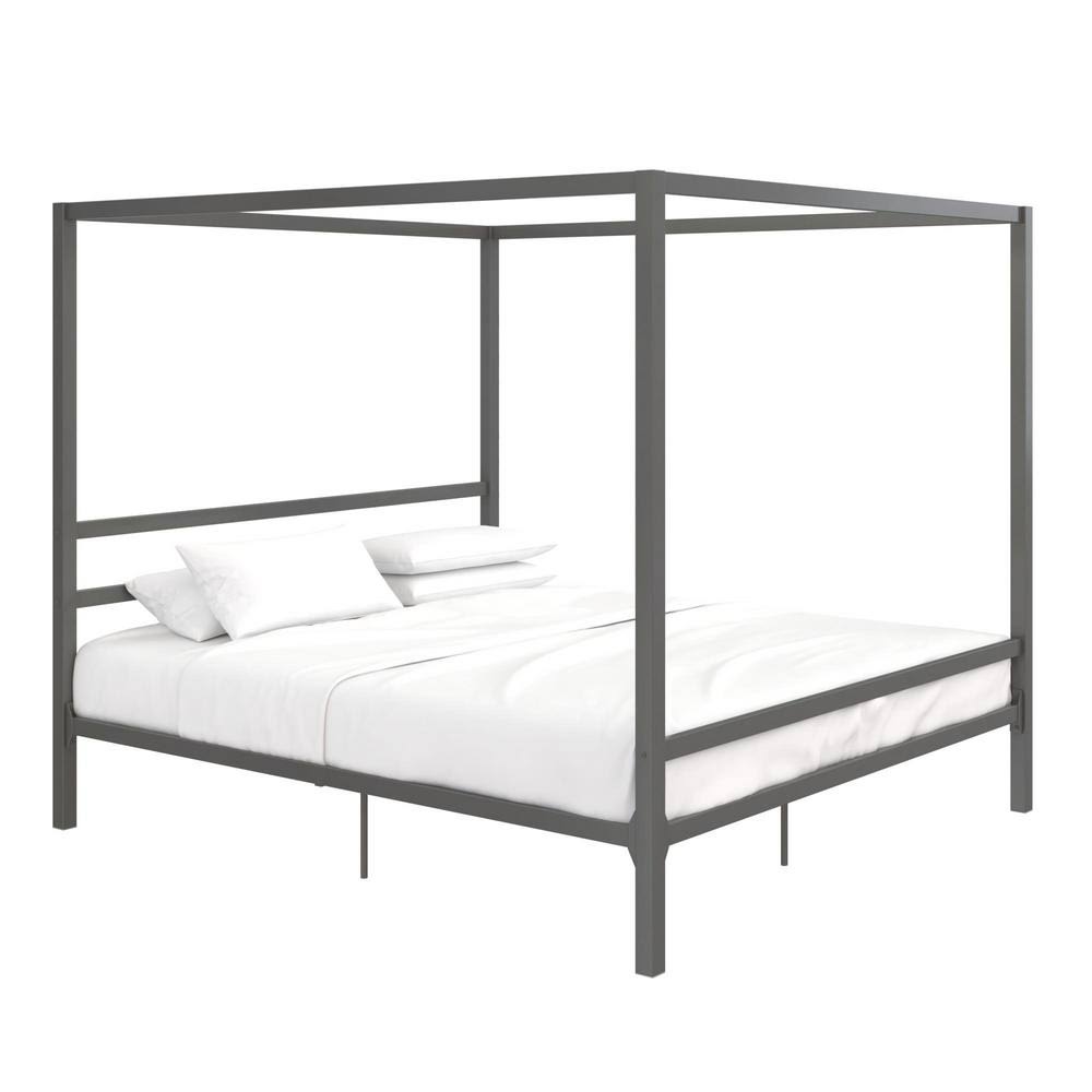 Gunmetal Gray Metal King Canopy Bed C787805