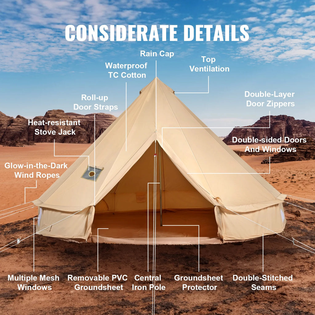 Canvas Bell Tent 4-Season with Stove Jack H179