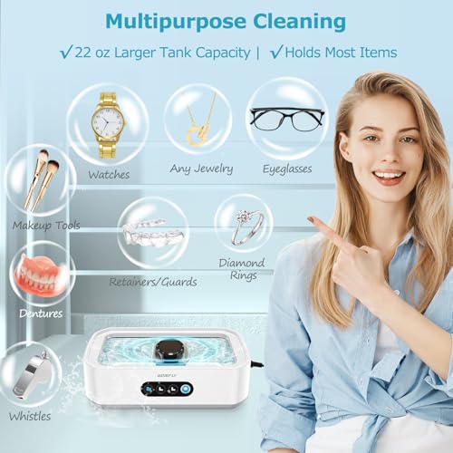 49kHz Ultrasonic Jewelry Cleaner, 22 oz Stainless Steel Tank X4031