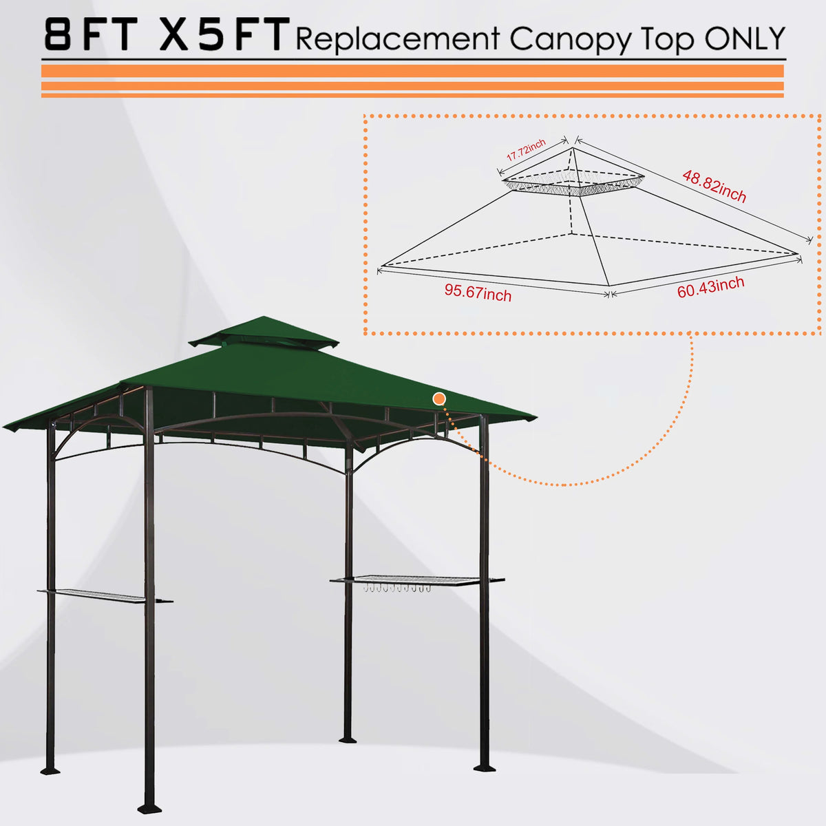 5x8 Double Tiered Grill Gazebo Replacement Canopy Z567