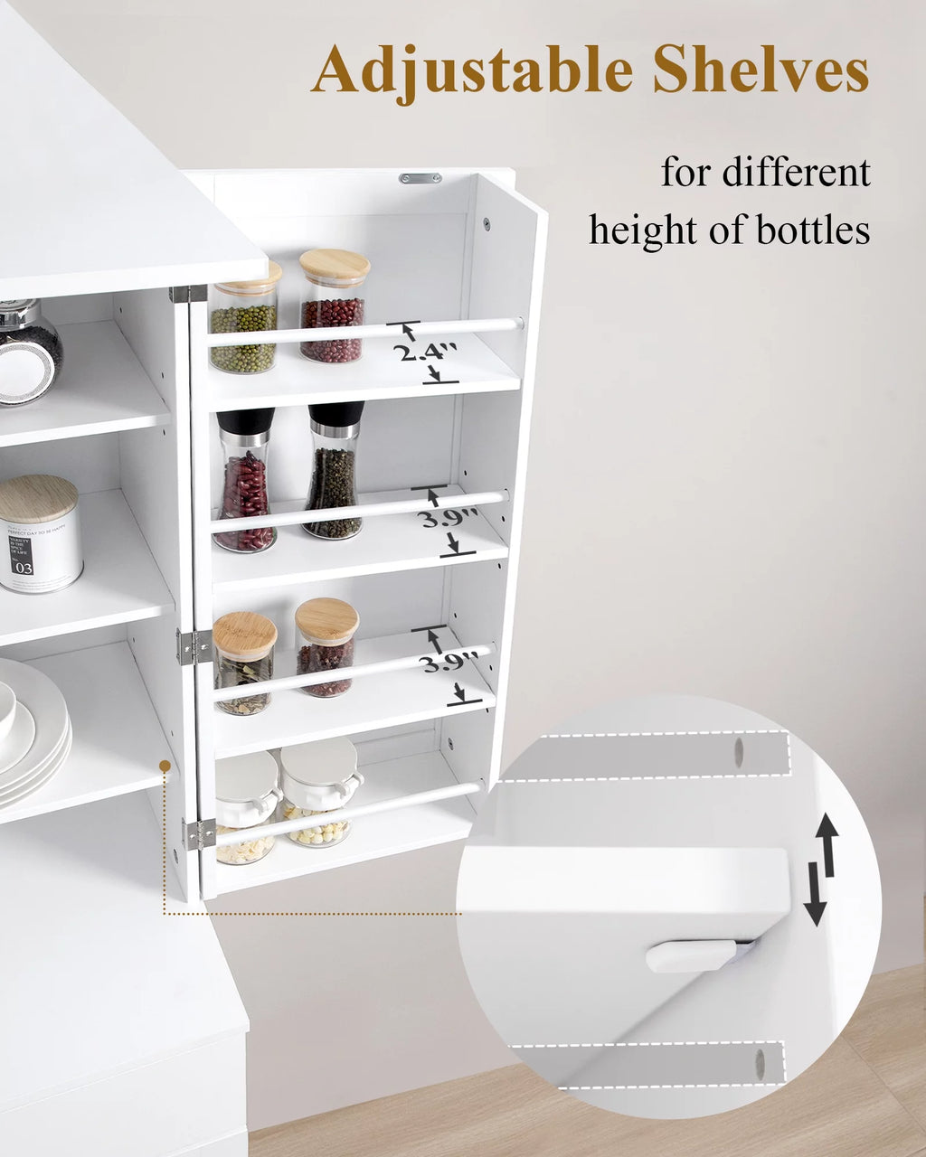 White 72" Kitchen Pantry Cabinet V74119
