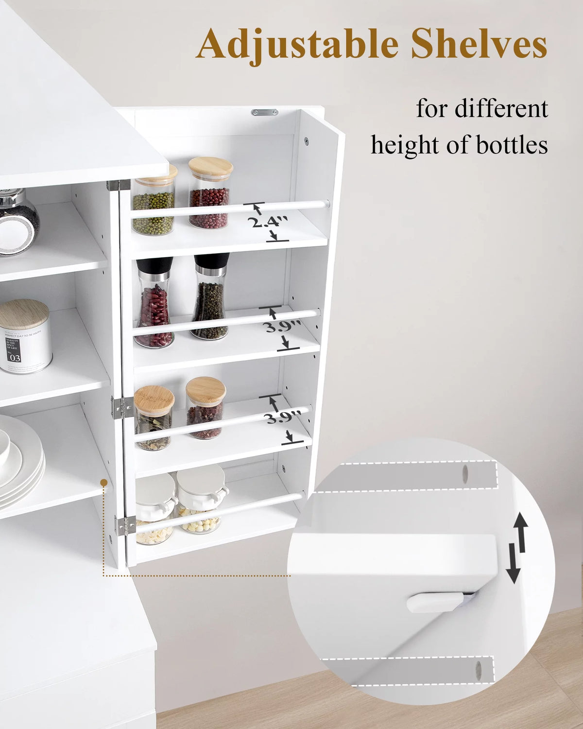 White 72" Kitchen Pantry Cabinet V74119