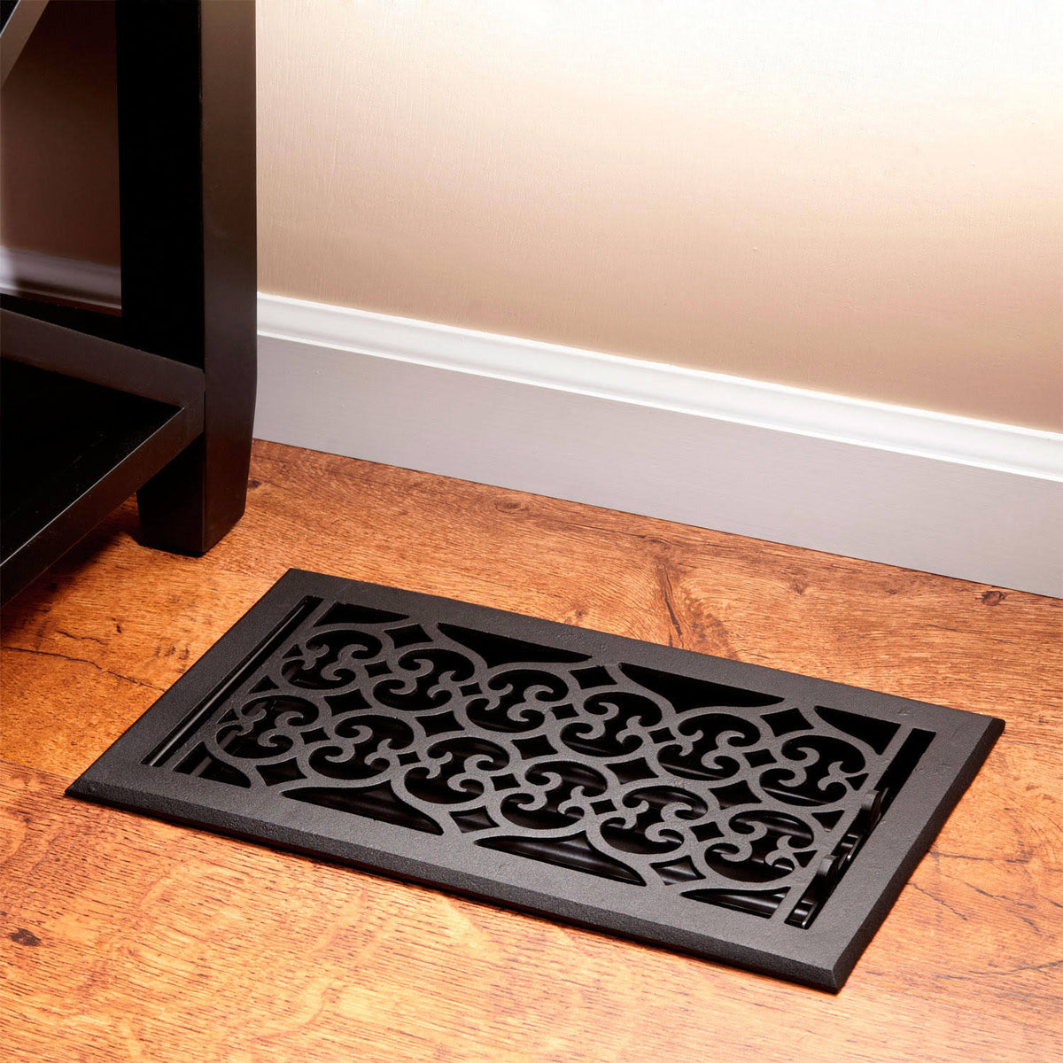 Cast Iron Floor Register in Black Powder Coat N7030