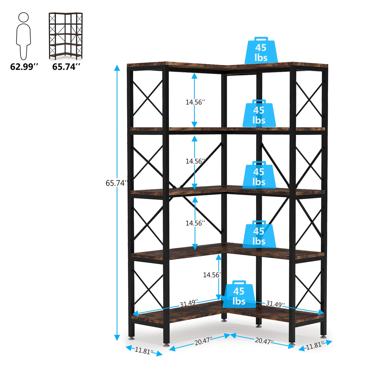 5-Tier Corner Bookshelf T25255