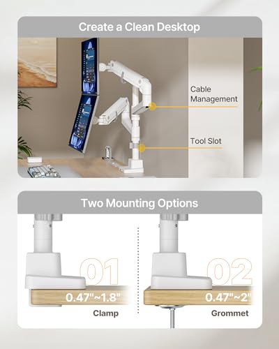 17-57 Inch Dual Ultrawide Aluminum Gas Spring Monitor Arm, Black F901706