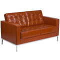 Cognac Brown Leather Reception Loveseat M423