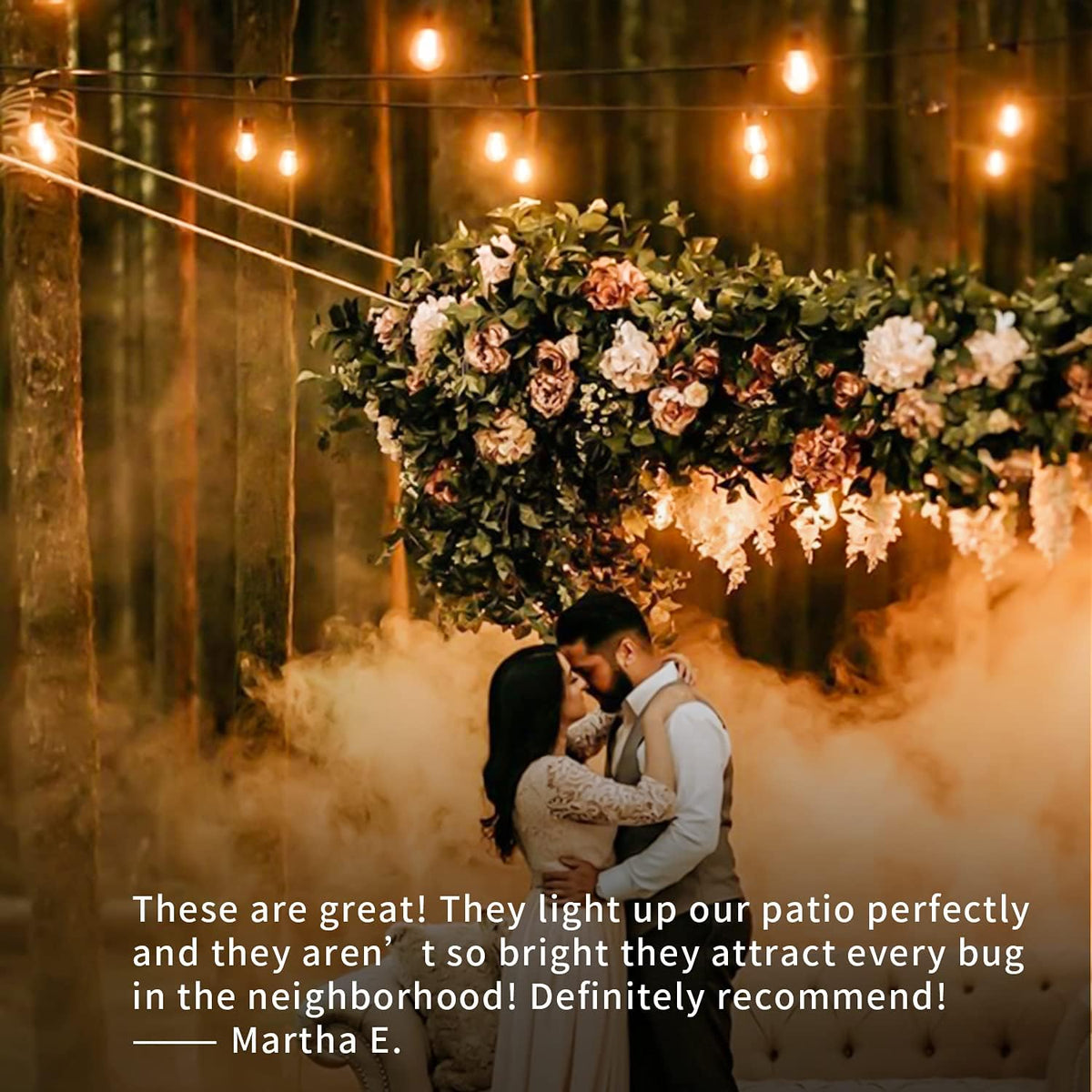 2 Pack 48FT LED Outdoor String Lights with 2W Dimmable Edison Shatterproof Plastic Bulbs Weatherproof Strand J826