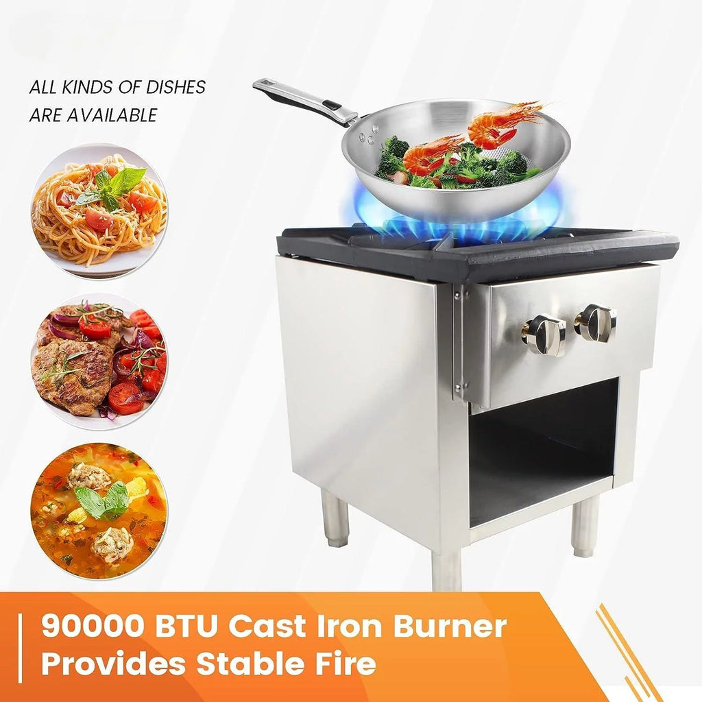 18" Heavy Duty Stainless Steel Gas Stock Pot Stove 90000 BTU O4406