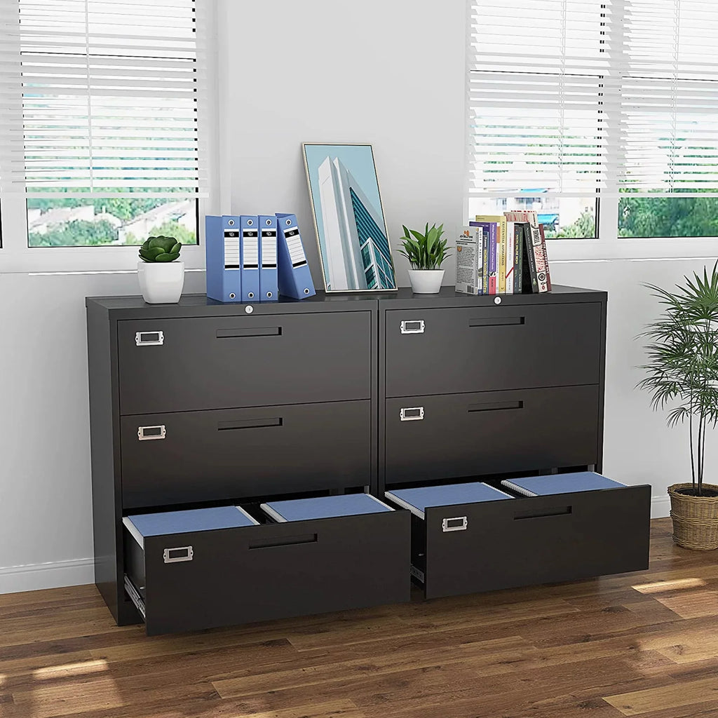 Black 3 Drawer Lateral File Cabinet Z1738