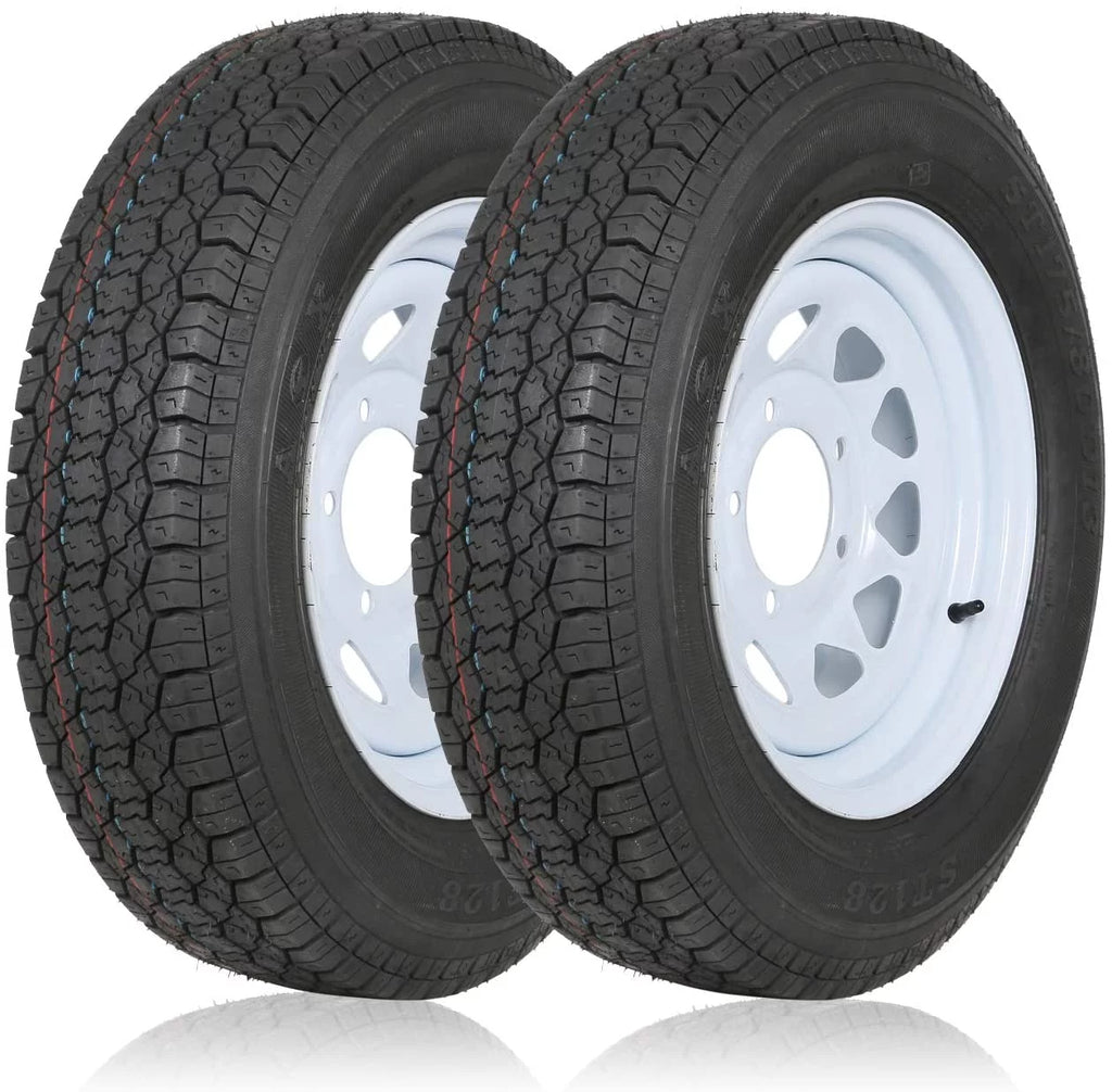 ST175/80D13 Trailer Tires with 13 White Wheel Set of 2 J184474