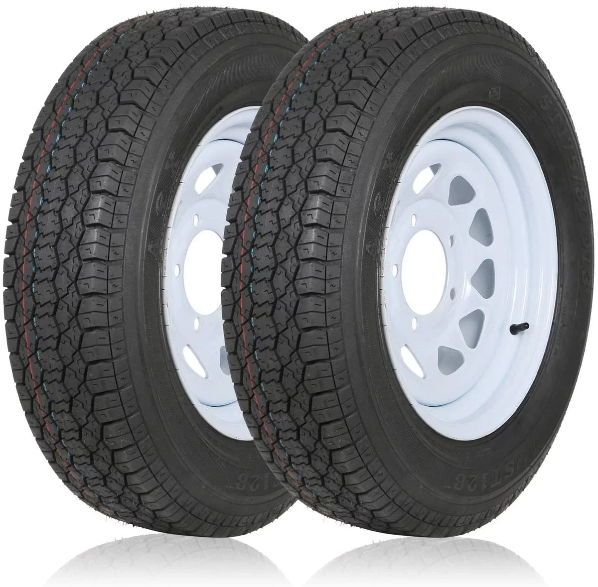 ST175/80D13 Trailer Tires with 13 White Wheel Set of 2 J184474