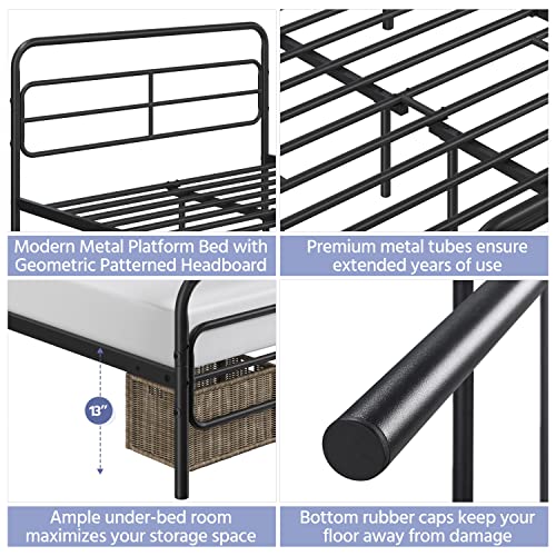 White Metal Twin Bed Frame with Headboard Y4975