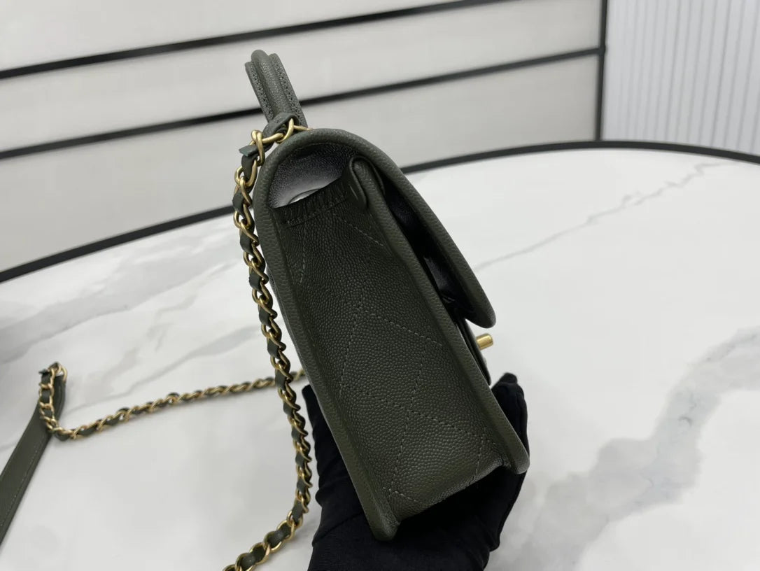 Dark Green Flap Bag Q903
