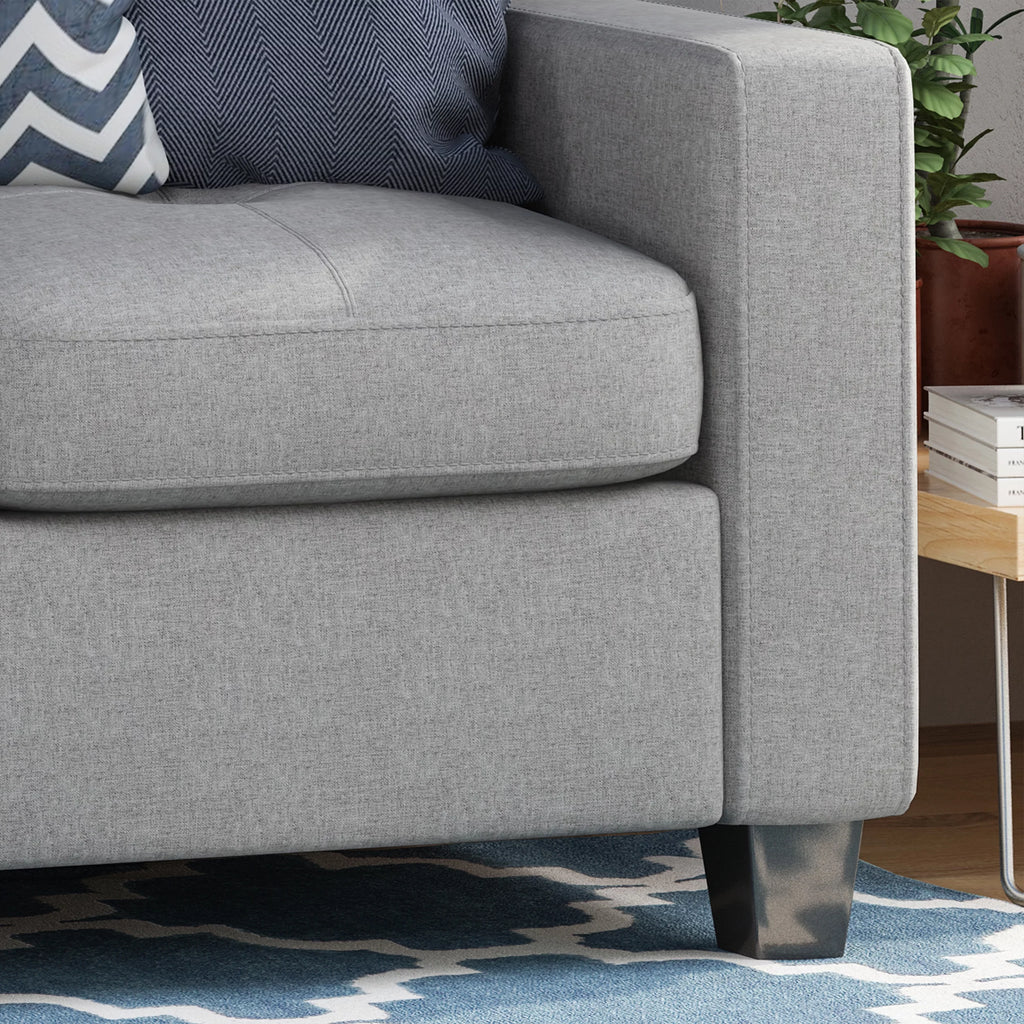 Gray and Dark Brown Fabric Tufted 3 Seater Sofa T7716