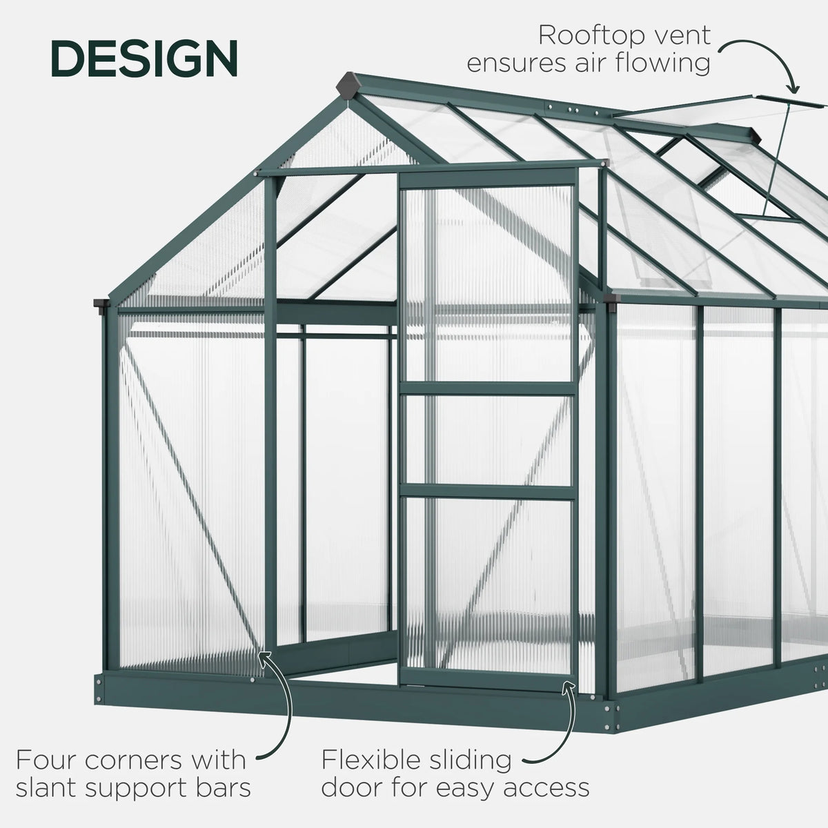 6' x 10' x 7' Polycarbonate Walk-in Greenhouse W351936