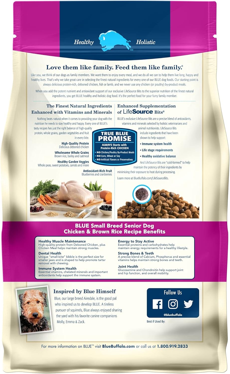 Natural Senior Small Breed Dry Dog Food, Chicken and Brown Rice 6-lb N908