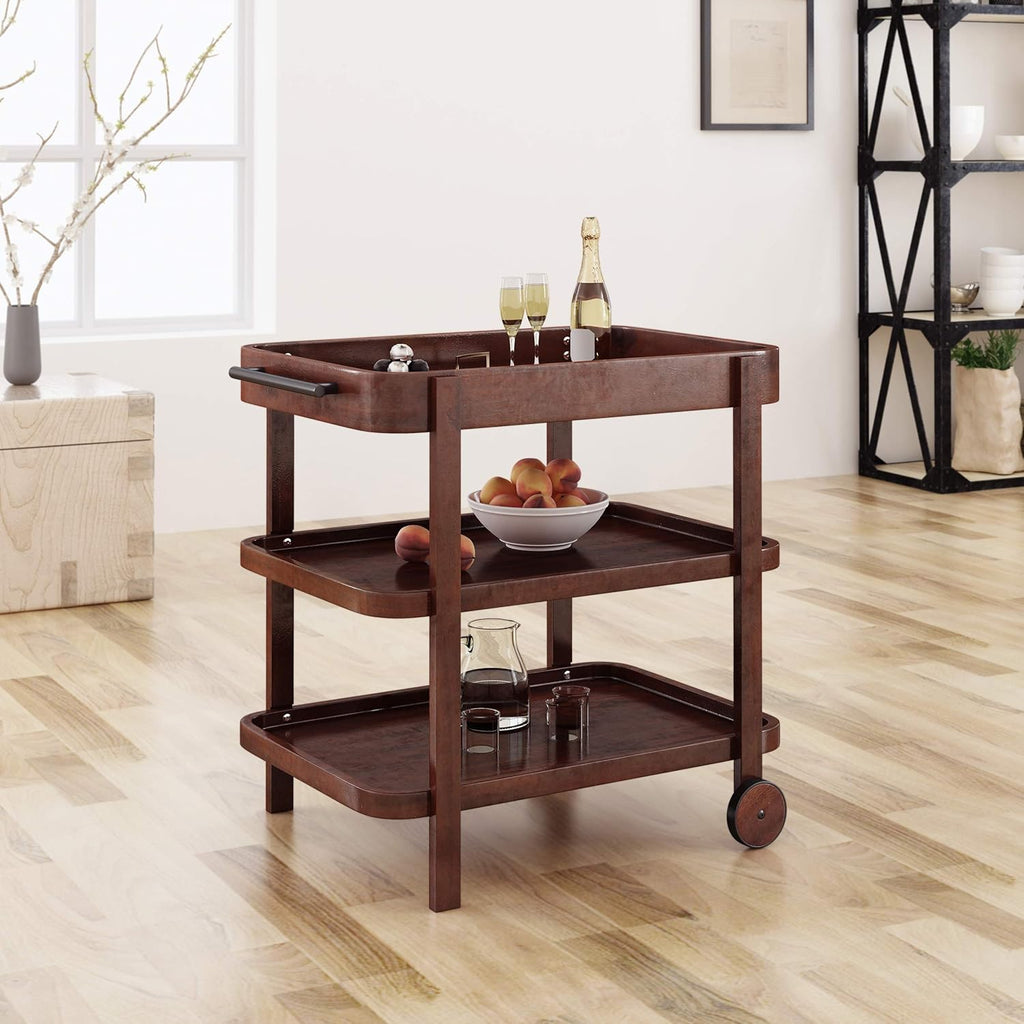 3-Tier Solid Acacia Wood Bar Cart B276