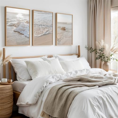 Beach Wall Art Canvas Prints Unframed 12x16 Inch Set of 3 D2170