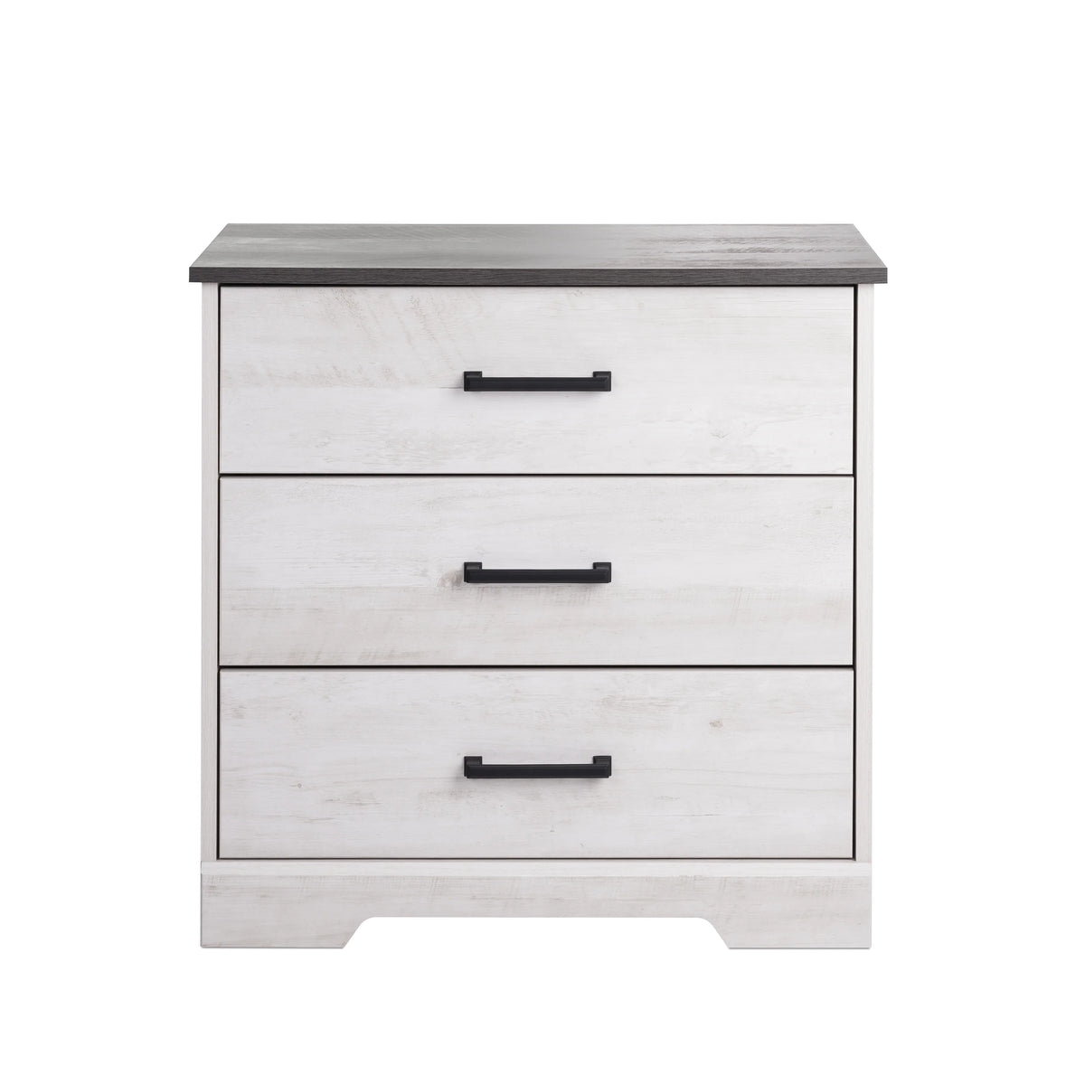 3 Drawer Washed White Wood Nightstand J6401