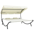 Outdoor Bed with Canopy and Pillows Cream White T983