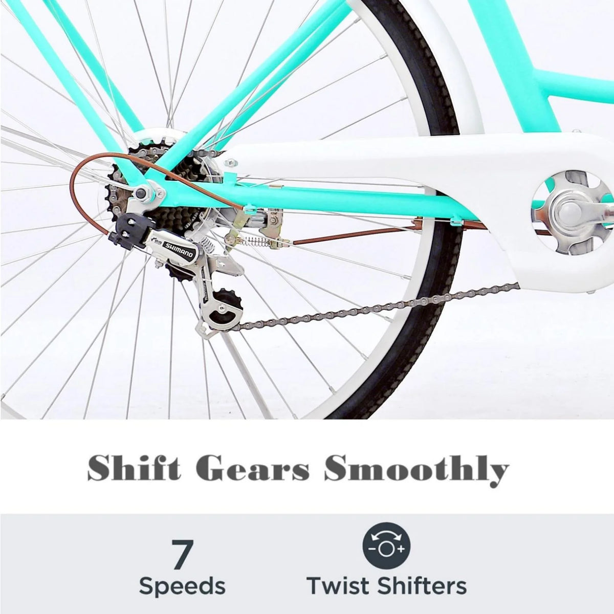 7 Speed 26 Inch Cruiser Bike with Basket U298186